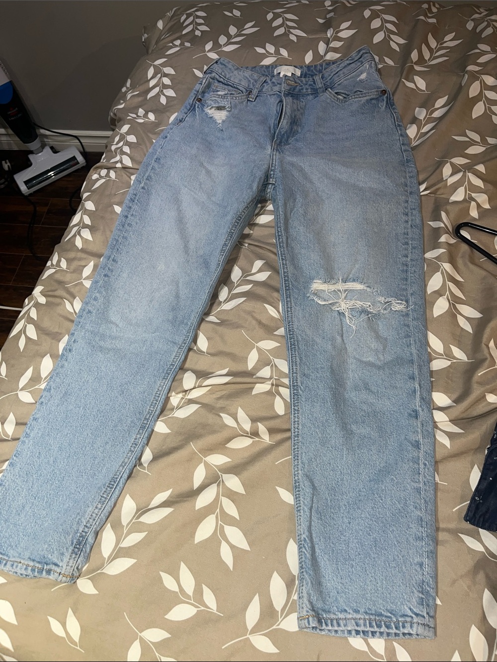 H&M Light Blue Straight Leg Distressed Jeans